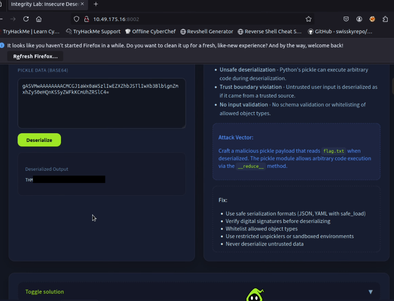Deserializing the output